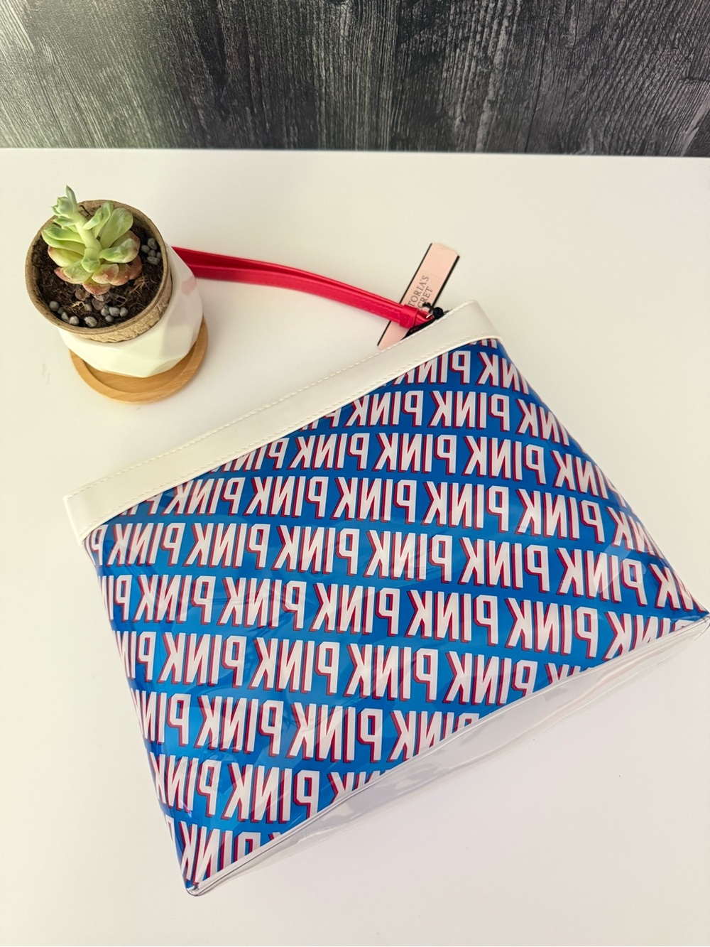 PINK Victoria's Secret Blue Logo Cosmetic Wristlet